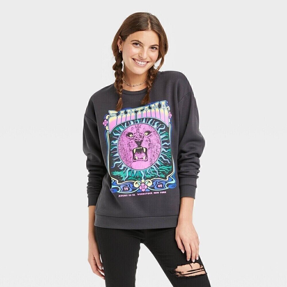 Carlos Santana Graphic Sweatshirt - Black Size Small Womens NEW